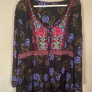 Gudrun Sjoden embroidered tunic top, XXL